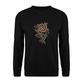 Conception de tatouage old school rose sens - Sweat-shirt Unisexe - noir - Devant - Alina (178cm) & Michal (187cm)