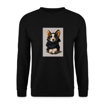 Mignon Corgi en sweat à capuche - Sweat-shirt Unisexe - noir - Devant - Alina (178cm) & Michal (187cm)