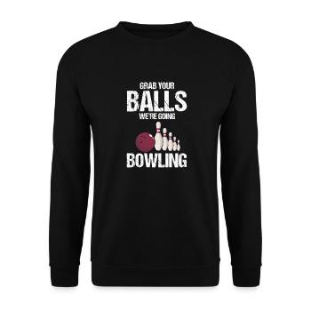 Prenez vos balles, nous allons Bowling Vintage - Sweat-shirt Unisexe - noir - Devant - Alina (178cm) & Michal (187cm)