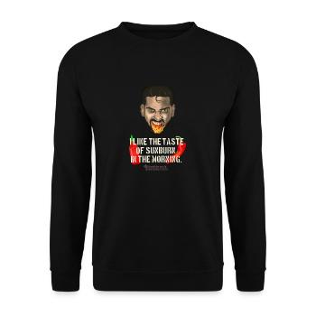 Chili T-Shirt Saying Sunburn - Unisex Sweatshirt - black - Front - Alina (178cm) & Michal (187cm)