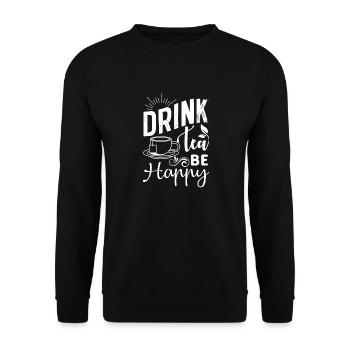 Trink Tee sie Fröhlich, Tee Liebhaber - Unisex Pullover - Schwarz - Vorne - Alina (178cm) & Michal (187cm)