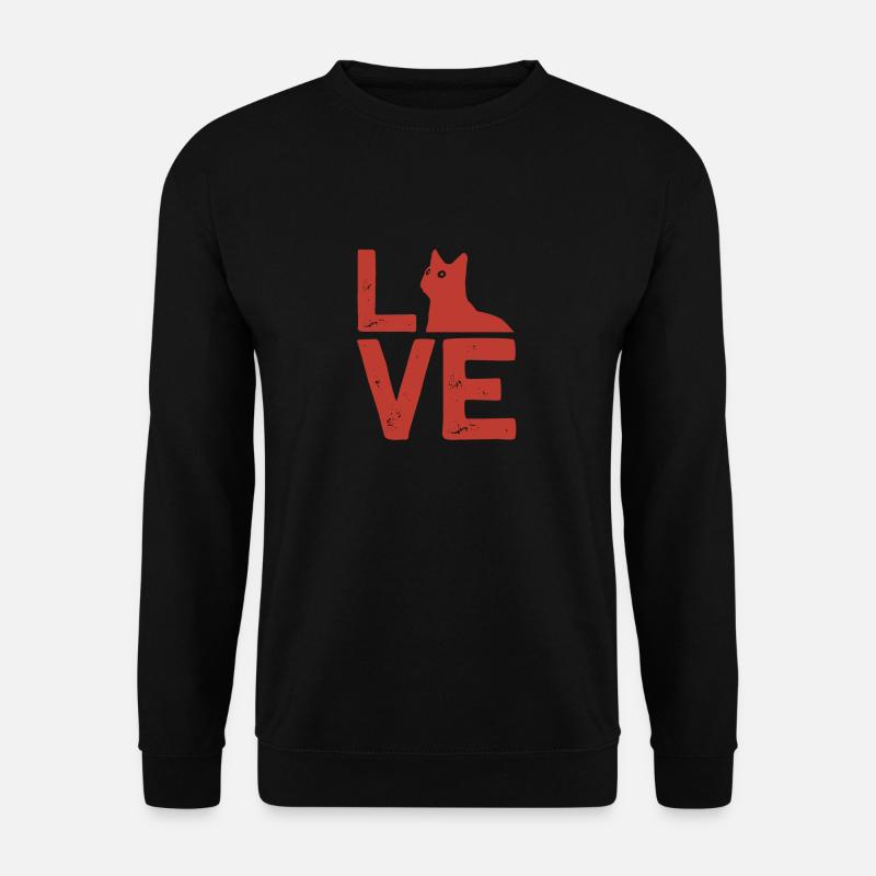 Katze Liebe Love Tier Geschenk Cats Tshirt - Unisex Pullover - Schwarz