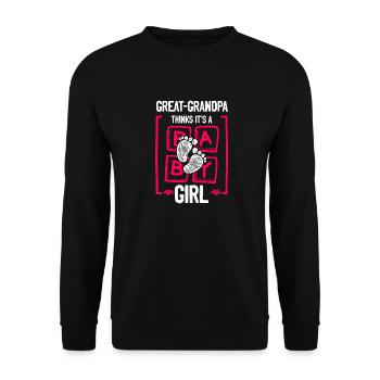 L’arrière-grand-père pense que c’est une fille qui révèle le genre - Sweat-shirt Unisexe - noir - Devant - Alina (178cm) & Michal (187cm)