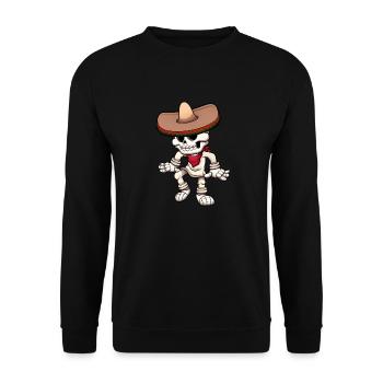 Dancing Mexican Skeleton - Unisex Sweatshirt - black - Front - Alina (178cm) & Michal (187cm)