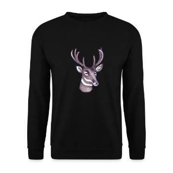 Hirschkopf im Herbst Hirsch Geweih Bock Reh Kitz 7 - Unisex Pullover - Schwarz - Vorne - Alina (178cm) & Michal (187cm)