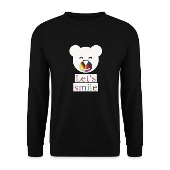 Smiling Bear, Let's Smile, Funny - Unisex Sweatshirt - black - Front - Alina (178cm) & Michal (187cm)