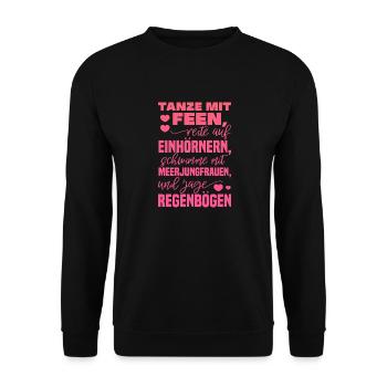 Tanze Mit Feen Einhorn Regenbogen Meerjungfrau - Unisex Pullover - Schwarz - Vorne - Alina (178cm) & Michal (187cm)