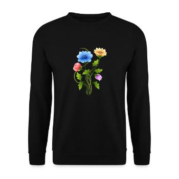 Blumen - Unisex Pullover - Schwarz - Vorne - Alina (178cm) & Michal (187cm)
