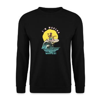 Je fais des vagues! Drôle de surfeur rétro - Sweat-shirt Unisexe - noir - Devant - Alina (178cm) & Michal (187cm)