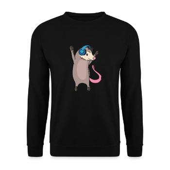 Opossum dansant, écoutant de la musique, animal - Sweat-shirt Unisexe - noir - Devant - Alina (178cm) & Michal (187cm)