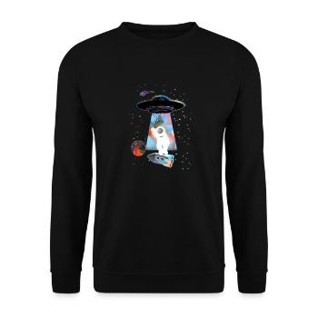 atsronaut, space, earth, UFO,galaxy,spaceship - Unisex Sweatshirt - black - Front - Alina (178cm) & Michal (187cm)