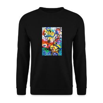 Abstract Chaos #8 original painting Design - Unisex Pullover - Schwarz - Vorne - Alina (178cm) & Michal (187cm)
