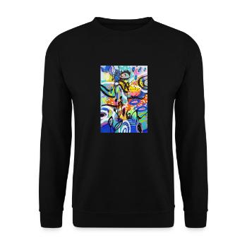 Abstract Chaos #11 original painting Design - Unisex Pullover - Schwarz - Vorne - Alina (178cm) & Michal (187cm)