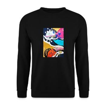 Abstract Chaos #14 original painting Design - Unisex Pullover - Schwarz - Vorne - Alina (178cm) & Michal (187cm)