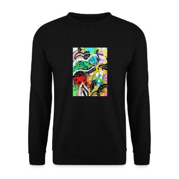 Abstract Chaos #16 original painting Design - Unisex Pullover - Schwarz - Vorne - Alina (178cm) & Michal (187cm)