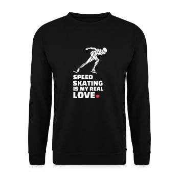 I love speed skating - Unisex Sweatshirt - black - Front - Alina (178cm) & Michal (187cm)