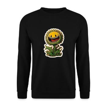 Fröhliche Venusfliegenfalle, Sticker - Unisex Pullover - Schwarz - Vorne - Alina (178cm) & Michal (187cm)
