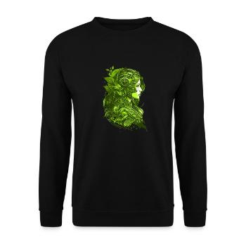 Vintage Steampunk Girl in grüner Farbe - Unisex Pullover - Schwarz - Vorne - Alina (178cm) & Michal (187cm)