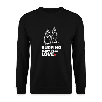 Ich Liebe Es Zu Surfen - Unisex Pullover - Schwarz - Vorne - Alina (178cm) & Michal (187cm)