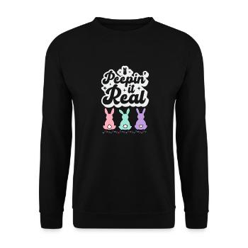 Lapins de Pâques Fun peepin it vrais œufs de Pâques colorés - Sweat-shirt Unisexe - noir - Devant - Alina (178cm) & Michal (187cm)