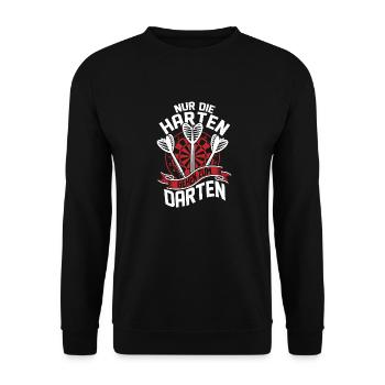 Nur die Harten gehen zum Darten Darts Dartspieler - Unisex Pullover - Schwarz - Vorne - Alina (178cm) & Michal (187cm)