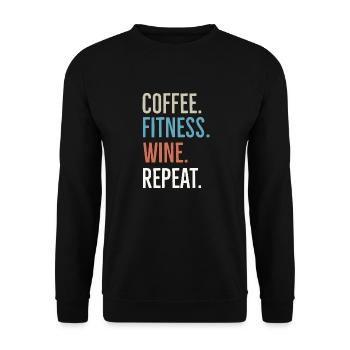 Coffee Fitness Wine Repeat - Unisex Sweatshirt - black - Front - Alina (178cm) & Michal (187cm)