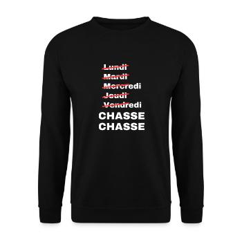 week-end chasse - Sweat-shirt Unisexe - noir - Devant - Alina (178cm) & Michal (187cm)
