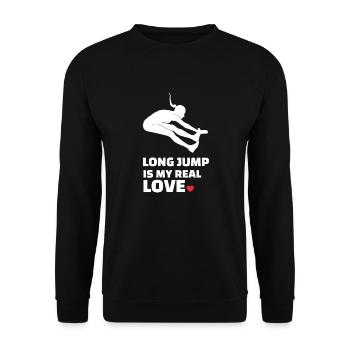 Ich Liebe Weitsprung - Unisex Pullover - Schwarz - Vorne - Alina (178cm) & Michal (187cm)