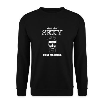 Mann Humor Opa Sexy C ist mein Bart - Unisex Pullover - Schwarz - Vorne - Alina (178cm) & Michal (187cm)