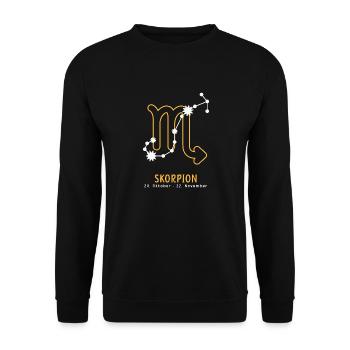 Sternzeichen Illustration Skorpion - Unisex Pullover - Schwarz - Vorne - Alina (178cm) & Michal (187cm)