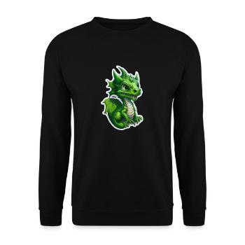 Bébé dragon, mignon, heureux, souriant - Sweat-shirt Unisexe - noir - Devant - Alina (178cm) & Michal (187cm)