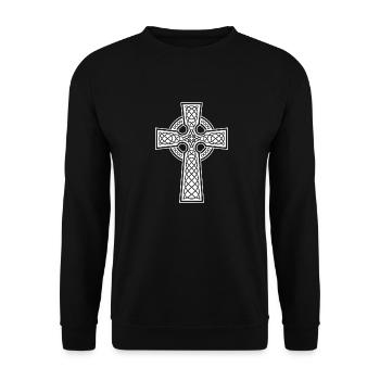 Long Celtic cross and white braided - Unisex Sweatshirt - black - Front - Alina (178cm) & Michal (187cm)