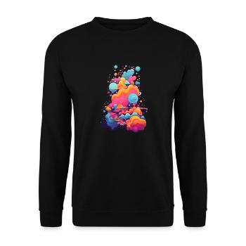 Hypnotisches Universum: Farben und Formen im Erwachen - Unisex Pullover - Schwarz - Vorne - Alina (178cm) & Michal (187cm)