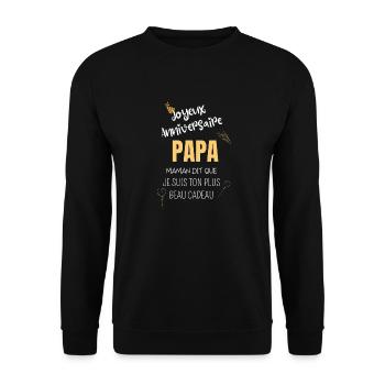 Joyeux anniversaire Papa - Sweat-shirt Unisexe - noir - Devant - Alina (178cm) & Michal (187cm)