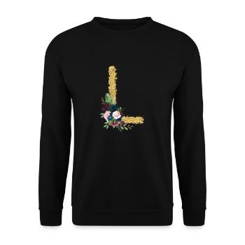 Letter l gold floral - Unisex Sweatshirt - black - Front - Alina (178cm) & Michal (187cm)