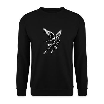 Engel spielt American Football ENFLAMED - Unisex Pullover - Schwarz - Vorne - Alina (178cm) & Michal (187cm)