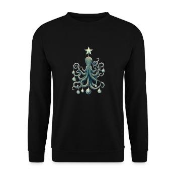 Christmas Octopus with Tree Decorations - Unisex Sweatshirt - black - Front - Alina (178cm) & Michal (187cm)