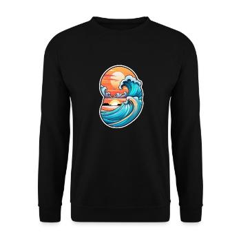 Wave - Sommer - Urlaub - Unisex Pullover - Schwarz - Vorne - Alina (178cm) & Michal (187cm)