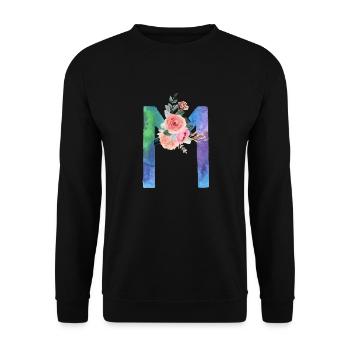 Lettre m watercolor - Sweat-shirt Unisexe - noir - Devant - Alina (178cm) & Michal (187cm)