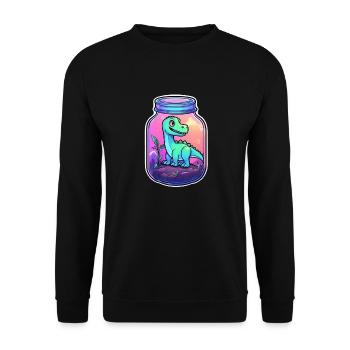 Dinosaur in a Cartoon Jar - Unisex Sweatshirt - black - Front - Alina (178cm) & Michal (187cm)