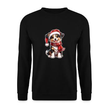 Dog with Christmas Hat - Unisex Sweatshirt - black - Front - Alina (178cm) & Michal (187cm)