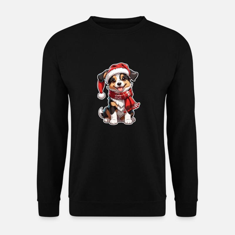 Dog with Christmas Hat - Unisex Sweatshirt - black