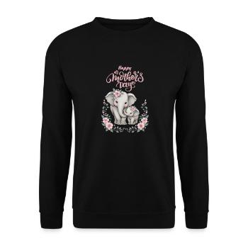 Mother's Love Elephant & Calf Floral Wreath - Unisex Pullover - Schwarz - Vorne - Alina (178cm) & Michal (187cm)