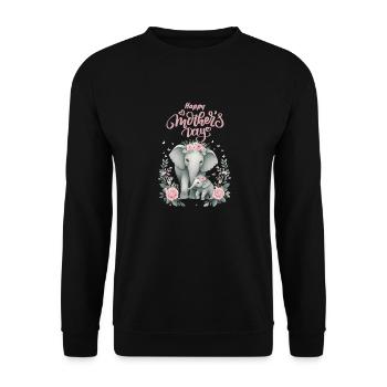 Mother's Love Elephant & Calf Floral Wreath - Unisex Pullover - Schwarz - Vorne - Alina (178cm) & Michal (187cm)