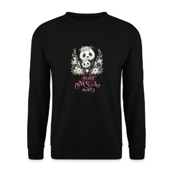 Best Mom Ever Panda Lover Floral Wreath I Mom - Unisex Pullover - Schwarz - Vorne - Alina (178cm) & Michal (187cm)