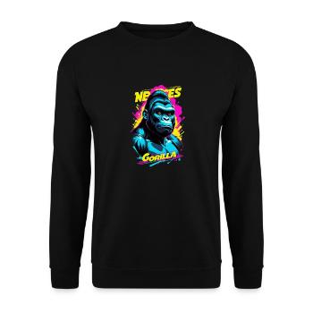 Gorilla mit Goldkette - Unisex Pullover - Schwarz - Vorne - Alina (178cm) & Michal (187cm)