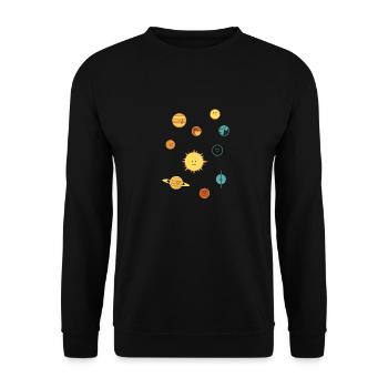 Cute Planets, 5 colours, for DARK backgrounds - Unisex Sweatshirt - black - Front - Alina (178cm) & Michal (187cm)
