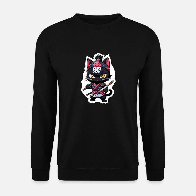 Ninja Katze - Samurai Kätzchen - Unisex Pullover - Schwarz
