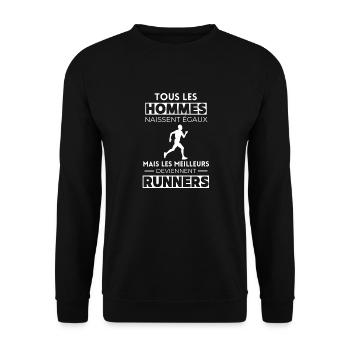 Les meilleurs hommes deviennent runners - Sweat-shirt Unisexe - noir - Devant - Alina (178cm) & Michal (187cm)
