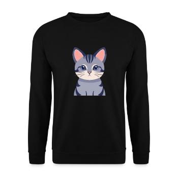 graue Katze süß - Unisex Pullover - Schwarz - Vorne - Alina (178cm) & Michal (187cm)